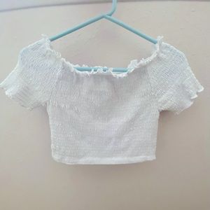 Ruffled white crop top